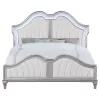 CoasterElevations 223391Q Evangeline - Tufted Upholstered Platform Queen Bed - Ivory And Silver Oak