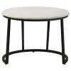 CoasterEssence 931227 Miguel - Round Marble Top Coffee Table - White And Black
