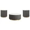 Coaster Fine Furniture 710418-S3 Jason - 3 Piece Round Marble Coffee And End Table Set - White