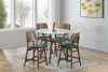 New Classic 45-D1651-DG4FC New Classic 45-D1651-DG4FC Oscar - Round Glass Counter Table With 4 Cushion Chairs - Dark Brown
