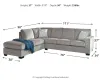 Ashley Furniture 87214S1 Ashley Furniture 87214S1 Altari - Left Arm Facing Corner Chaise 2 Pc Sectional - Alloy