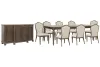 Pulaski Furniture P412240-KIT22 Pulaski Furniture P412240-KIT22 Saddle Creek - Extendable Leg Dining Table With 8 Upholstered Side Chairs And Server - Timber Brown