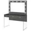 CoasterEssence 935923 Afshan - 3-Drawer Vanity Set With Lighting - Gray High Gloss