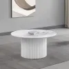 Coaster Fine Furniture 708338 Rowena - Round Sintered Stone Coffee Table - White Faux Marble