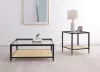 Coaster Fine Furniture 710658 Amherst - Glass Top Metal with Cane Shelf Coffee Table - Black