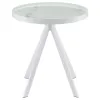 Coaster Fine Furniture 706257 Briggs - Round Marble Printed Glass Top End Side Table - White