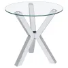 Coaster Fine Furniture 708127 Kenzie - Round Tempered Glass Top End Side Table - Chrome