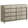 Coaster Fine Furniture 222663 Lorient - 8-Drawer LED Bedroom Dresser Cabinet - Ivory And Camel