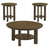 Coaster Fine Furniture 706308-S3 Ottowa - 3 Piece Round Wood Coffee Table Set - Brown