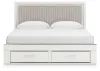 Ashley Furniture PCB3381B9 Zuraleus - King Upholstered Panel Platform Storage Bed - White