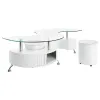 Coaster Fine Furniture 703400 Buckley - 3 Piece Coffee Table And Stools Set - White High Gloss