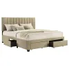 Coaster Fine Furniture 316010KE Wheatland - 4-Drawer Upholstered Eastern King Storage Bed - Light Brown