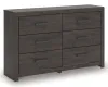 Ashley Furniture B3789-31 Prendonea - Six Drawer Dresser - Charcoal
