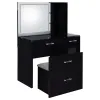 Coaster Fine Furniture 930219 Flora - 2-Drawer Vanity Set With LED Mirror - Black High Gloss
