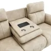 ACME LV07410 ACME LV07410 Elison - Power Motion Sofa With Drop Table - Dark Beige Polished Microfiber