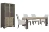 Pulaski Furniture P402240-KIT87 Pulaski Furniture P402240-KIT87 Anderson Park - Leg Dining Table With 2 Upholstered Side Chairs, 2 Upholstered Arm Chairs And China Cabinet - Moose Trail / Frontier Brown