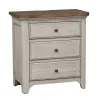Liberty Furniture 652-BR61 Farmhouse Reimagined - 3 Drawer Nightstand With Charging Station - Antique White / Chestnut Tops