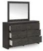 Ashley Furniture PCB2108B1 Hollivern - Dresser And Mirror - Dark Gray