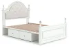 Ashley Furniture PCB1819B10 Kozlani - Full Upholstered Panel Storage Bed - White