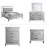 New Classic 02-9698S-15C New Classic 02-9698S-15C Valentino - Eastern King 5 Piece Bedroom Set (Bed, Dresser, Mirror, Nighstand,Chest) - Silver