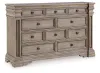Ashley Furniture B916/31/36/46/58/56/97/93(2) Ashley Furniture B916/31/36/46/58/56/97/93(2) Blairhurst - 8 Pc. - Dresser, Mirror, Chest, King Panel Bed, 2 Nightstands - Light Grayish Brown