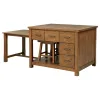 Coaster Fine Furniture 182446 Mayfair - 3 Piece Kitchen Island With Extension Table - Dark Oak