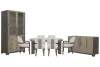 Pulaski Furniture P402230-KIT48 Pulaski Furniture P402230-KIT48 Anderson Park - Round Dining Table With 4 Klismos Dining Chairs, 2 Host Chairs, Sideboard And China Cabinet - Moose Trail / Frontier Brown