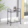 CoasterEssence 181065 Curltis - 2-Tier Rectangular Glass Shelf Metal Bar Cart - Black