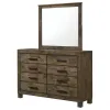 CoasterEveryday 222633M Woodmont - 8-Drawer Dresser With Mirror - Rustic Golden Brown