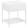 Coaster Fine Furniture 930236 Amherst - 1-Drawer Radio Weave Rattan Metal Side Table - White
