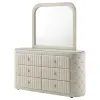 Coaster Fine Furniture 360113M Sonya - 6-Drawer Upholstered Bedroom Dresser With Mirror - Ivory