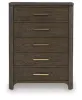 Ashley Furniture PCB843-46 Radkin - Five Drawer Chest - Burnished Brown