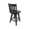 Intercon BS-BS-280W-BLK-K24 Wooden Barstool With Slat Back - Black