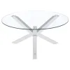 Coaster Fine Furniture 708128 Kenzie - Round Tempered Glass Top Cocktail Coffee Table - Chrome