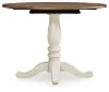 Ashley Furniture PCD616-15 Wirloni - Round Dining Room Drop Leaf Table - Antique White / Brown