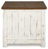 Ashley Furniture T459-3 Wystfield - Rectangular End Table - 2 Doors - White / Brown