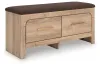 Ashley Furniture PCB1360-09 Kinlanni - Bedroom Upholstered Storage Bench - Tan / Brown