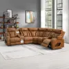 ACME LV06240 Taddeo - Power Motion Sectional Sofa With Power Headrest, Massage & LED - Two Tone Brown Leatherette