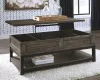 Ashley Furniture T444-9 Johurst - LIFT TOP COCKTAIL TABLE - Grayish Brown
