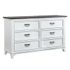 Liberty Furniture 417-BR30 Allyson Park - 6 Drawer Dresser - Wirebrushed White / Charcoal