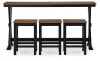 Ashley Furniture D634-113 Wildenauer - Rectangular Dining Room Counter Table Set (Set of 4) - Brown / Black