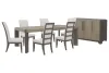 Pulaski Furniture P402240-KIT22 Pulaski Furniture P402240-KIT22 Anderson Park - Leg Dining Table With 6 Upholstered Side Chairs And Sideboard - Moose Trail / Frontier Brown