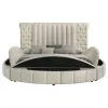 Coaster Fine Furniture 360111KE Sonya - Upholstered Eastern King Round Storage Bed - Ivory