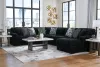 Ashley Furniture 98103S3 Midnight-Madness - 4-Piece Sectional With Raf Corner Chaise - Onyx
