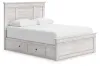 Ashley Furniture PCB1171B7 Makidern - Queen Panel Storage Bed With 2 Under Bed Storage Units - Whitewash