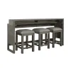 Liberty Furniture 798-OT-4PCS Bartlett Field - 4 Piece Living Room Set (Console Bar Table & 3 Console Stools) - Dusty Taupe