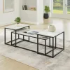 New Classic T3763-3P Vetra - Faux Marble 3 Piece Occasional Set - (Coffee & 2 End Tables) - Black / White