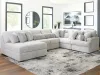 Ashley Furniture PC59106S8 Cuddle Plush - 6-Piece Sectional With Armless Chaise And RAF Corner Chair - Arctic