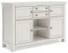 Ashley Furniture D642/32/124(3)/60 Ashley Furniture D642/32/124(3)/60 Robbinsdale - 8 Pc. - Rectangular Counter Height Dining Extension Table, 6 Barstools, Server - Antique White