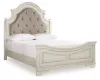 Ashley Furniture B743B2 Realyn - Queen Upholstered Panel Bed - Chipped White